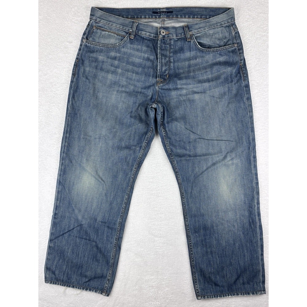Hudson Jeans Mens 40 Blue Wilde Relax Straight Fit Button Fly Pant Designer Logo